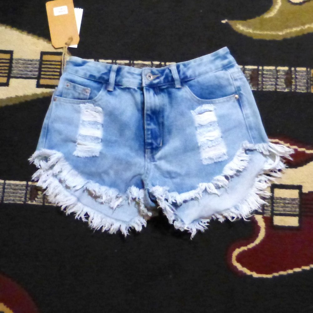 High Waisted Distressed Denim Shorts NWT